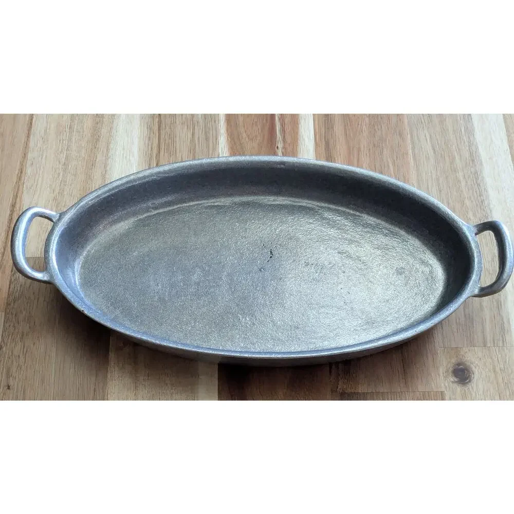 Vintage York Metalcrafters Pewter Oval Serving Dish Casserole Tray  Handles 12